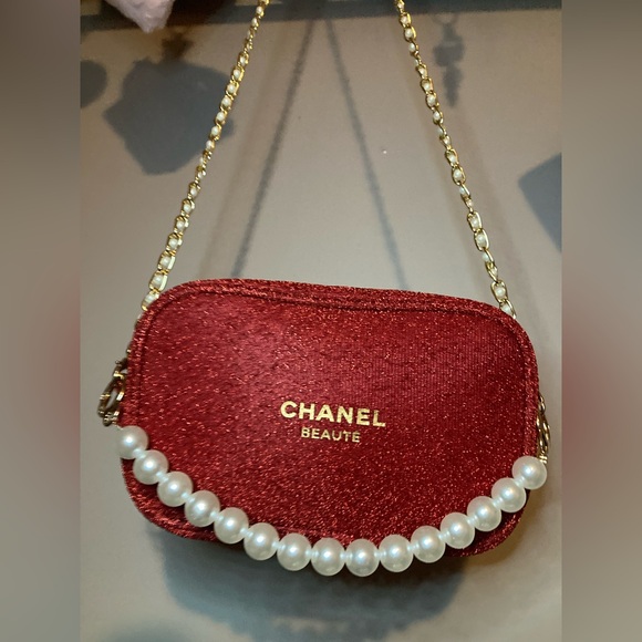 CHANEL Handbags - CHANEL Red  Mini Chain Bag with Pearl Accent - custom into crossbody bag